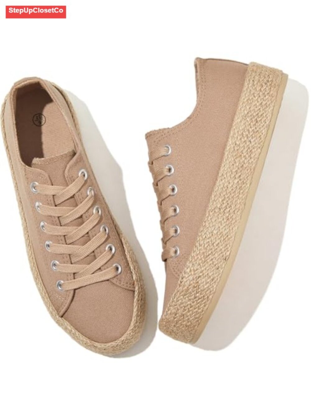 Canvas Platform Sneakers Womens Lace-Up Tennis Shoes